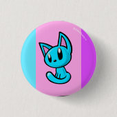 Blauer Cartoonkätzchenknopf Button (Vorderseite)
