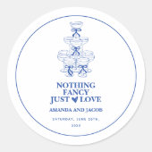 Blauer Champagnerturm Nichts Extravagant, nur Lieb Runder Aufkleber (Vorderseite)