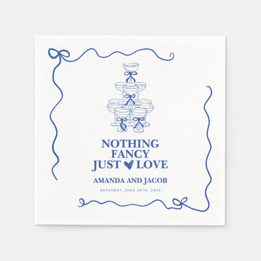 Blauer Champagnerturm Nichts Extravagant, nur Lieb Serviette (Vorderseite)