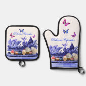 BLAUER CHARIOT VON SCHWANKEN, BÜTTERFLIESSEN UND K OFENHANDSCHUH & Topflappen-Set (Vorderseite)