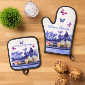 BLAUER CHARIOT VON SCHWANKEN, BÜTTERFLIESSEN UND K OFENHANDSCHUH & Topflappen-Set (Oben Unten)