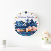 BLAUER CHARIOT VON SCHWANKEN MIT KUPPEN UND PASTER GROßE WANDUHR (Zuhause)