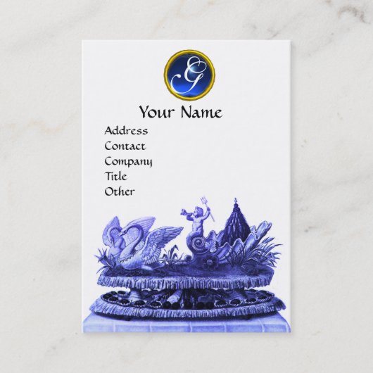 BLAUER CHARIOT VON SCHWANKEN MIT KUPPEN UND PASTER VISITENKARTE (Vorderseite)