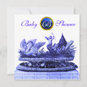 BLAUER CHARIOT VON SWANS / KUPCAKES BOY BABY SHOWE EINLADUNG (Vorderseite)