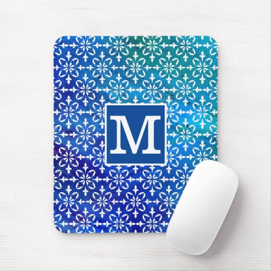 Blauer Chem 4 Floral Damask Mousepad (Mit Mouse)