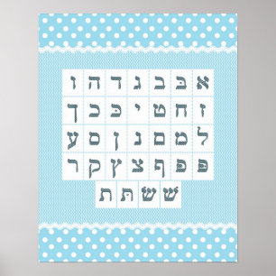 Blauer Chevron Alef Bet Poster