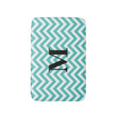 Blauer Chevron mit Monogramm Badematte (Vorderseite Vertikal)