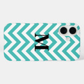 Blauer Chevron mit Monogramm Case-Mate iPhone Hülle (Rückseite (Horizontal))
