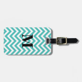 Blauer Chevron mit Monogramm Gepäckanhänger (Vorderseite horizontal)