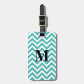 Blauer Chevron mit Monogramm Gepäckanhänger (Vorderseite vertikal)