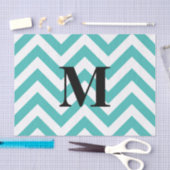 Blauer Chevron mit Monogramm Seidenpapier (Handwerk)