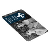 Blauer Chic Geblüht Banner Speichern Sie das Datum Magnet (Rechte Seite)