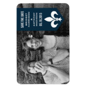 Blauer Chic Geblüht Banner Speichern Sie das Datum Magnet (Vertikal)