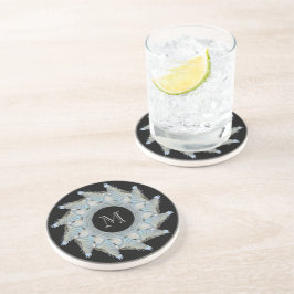 Blauer Chickadee-mit Monogramm Untersetzer