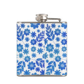 Blauer China, Blütenmuster und Monogramm Flachmann (Rückseite)