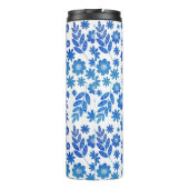 Blauer China, Blütenmuster und Monogramm Thermosbecher (Rückseite)