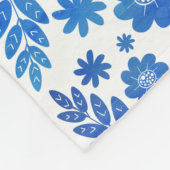Blauer China Handgezeichnetes Blumenmuster Fleecedecke (Ecke)