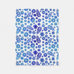 Blauer China Handgezeichnetes Blumenmuster Fleecedecke