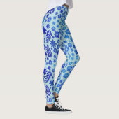 Blauer China Handgezeichnetes Blumenmuster Leggings (Rechts)