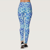 Blauer China Handgezeichnetes Blumenmuster Leggings (Rückseite)