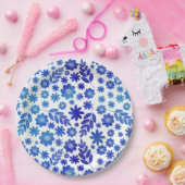 Blauer China Handgezeichnetes Blumenmuster Pappteller (Party)
