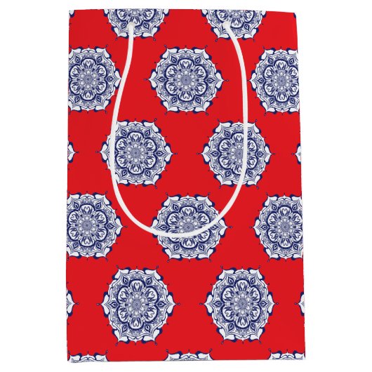 Blauer China Stil mit Kreaturen Mittlere Geschenktüte (Vorderseite)