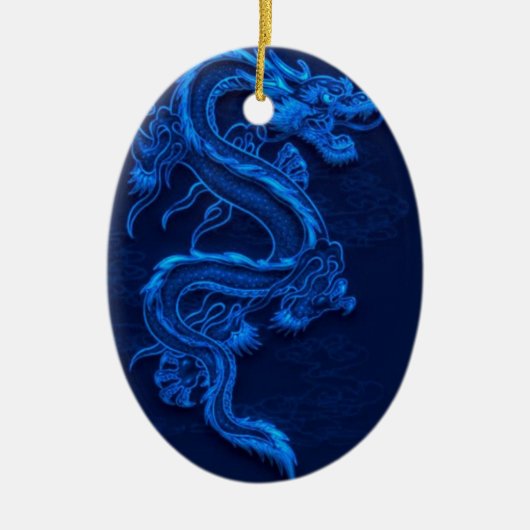 Blauer Chinesischer Drache Keramikornament (Vorne)