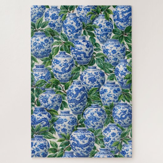 Blauer chinesischer Porzellan-Ginger-Topf Puzzle (Vertikal)