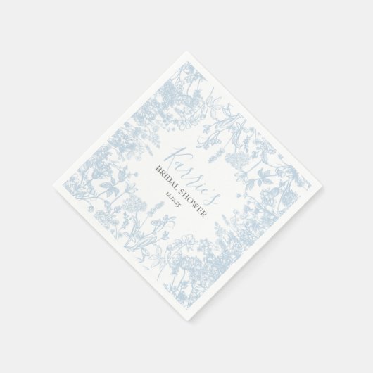 Blauer Chinoiserie Blumenbrauchtdusche Einladung, Serviette (Ecke)