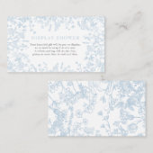 Blauer Chinoiserie Blumenmuster Showkarte Visitenkarte (Vorne/Hinten)