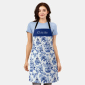 Blauer Chinoiserie-Monogramm-Name Schürze (Getragen)