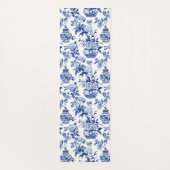 Blauer Chinoiserie-Monogramm-Name Yogamatte (Rückseite)