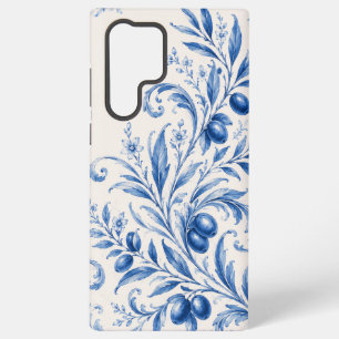 Blauer Chinoiserie-Olivenzweig-Handyhülle Samsung Galaxy Hülle