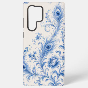 Blauer Chinoiserie-Pfauenfeder-Handyhülle Samsung Galaxy Hülle