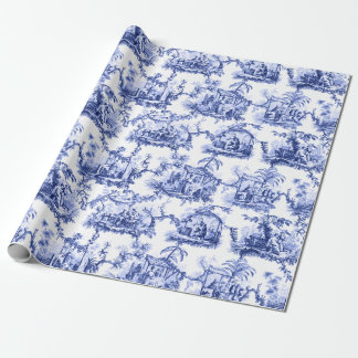 Blauer Chinoiserie Toile Geschenkpapier