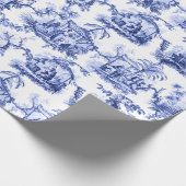 Blauer Chinoiserie Toile Geschenkpapier (Ecke)