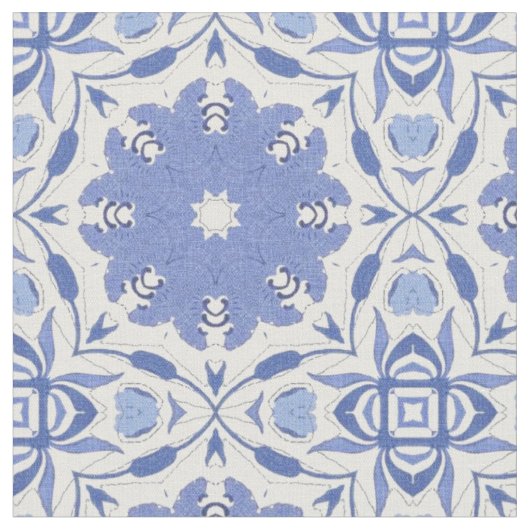 Blauer Chinoiserie viereckiger Dekorator Fabric Stoff (Nahaufnahme)