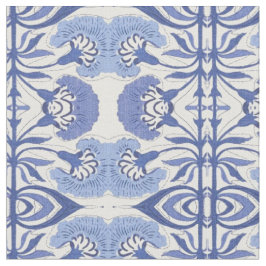 Blauer Chinoiserie Wiederholungs-Muster Dekoration Stoff