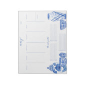 Blauer Chinoiserie-Wochenplaner Notizblock (Rotiert)