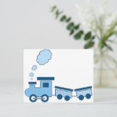 Blauer Choo Choo Zug Postkarte (Stehend Vorderseite)