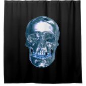 Blauer Chrome Skull-Duschvorhang Duschvorhang (Vorderseite)