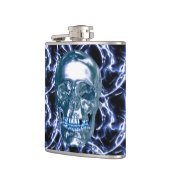 Blauer Chrome-Skull-Flasche Flachmann (Links)