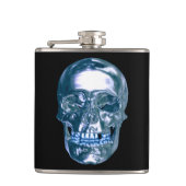 Blauer Chrome Skull Flask Flachmann (Vorderseite)