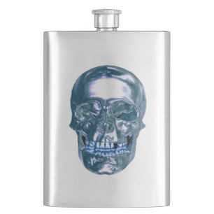 Blauer Chrome Skull Flask Flachmann