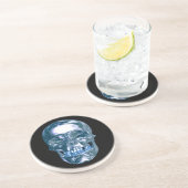 Blauer Chrome Skull-Untersetzer Sandstein Untersetzer (Seite)