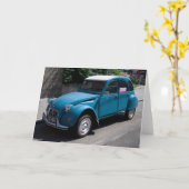 Blauer Citroën 2CV Karte (Gelbe Blume)