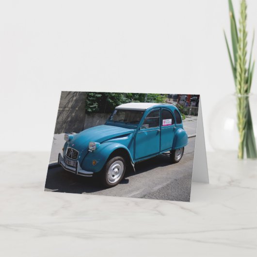 Blauer Citroën 2CV Karte (Vorderseite)