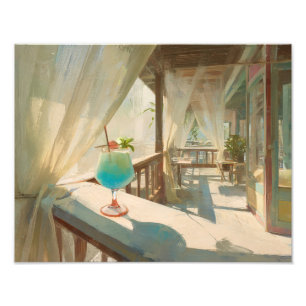 Blauer Cocktail, Brise, Veranda, Paradies-Moment Fotodruck