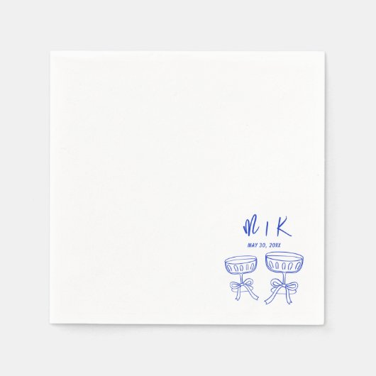 Blauer Cocktail Hochzeit von Hand Serviette (Vorderseite)