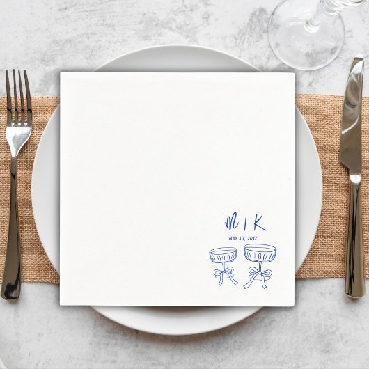 Blauer Cocktail Hochzeit von Hand Serviette
